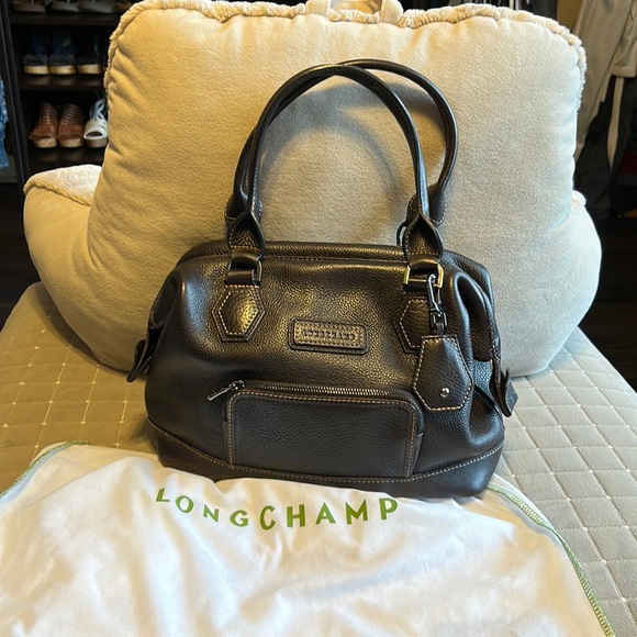 Longchamp Chocolate Brown Pebbled Leather Satchel - Picture 6 of 8